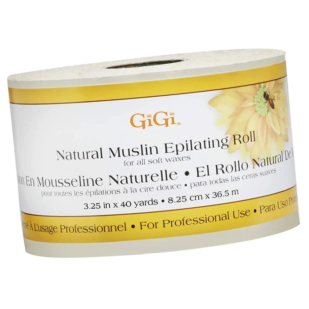 GIGI Natural Muslin Epilating Roll for Hair Removal 2.5" x 100 Yds | Salon-Quality, Shred-Resistant Cloth for All Body Areas — 3.25 in x 40 Yards