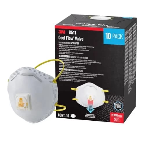 3M 8511 N95 Cool Flow Valved Respirator 10-Pack | NIOSH Approved for 95% Filtration thumbnail 1