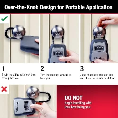 Master Lock Standard Shackle Key Lock Box - Resettable 4-Digit Combination Lock, Black, 1-Pack thumbnail 4