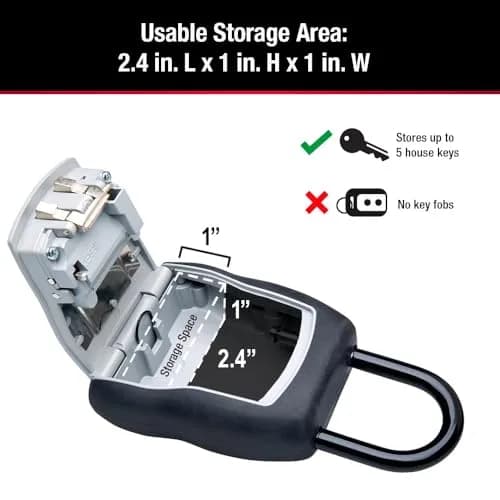 Master Lock Standard Shackle Key Lock Box - Resettable 4-Digit Combination Lock, Black, 1-Pack thumbnail 7