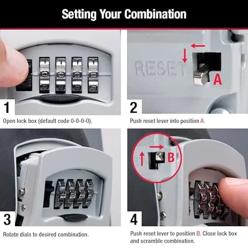 Master Lock Standard Shackle Key Lock Box - Resettable 4-Digit Combination Lock, Black, 1-Pack thumbnail 8