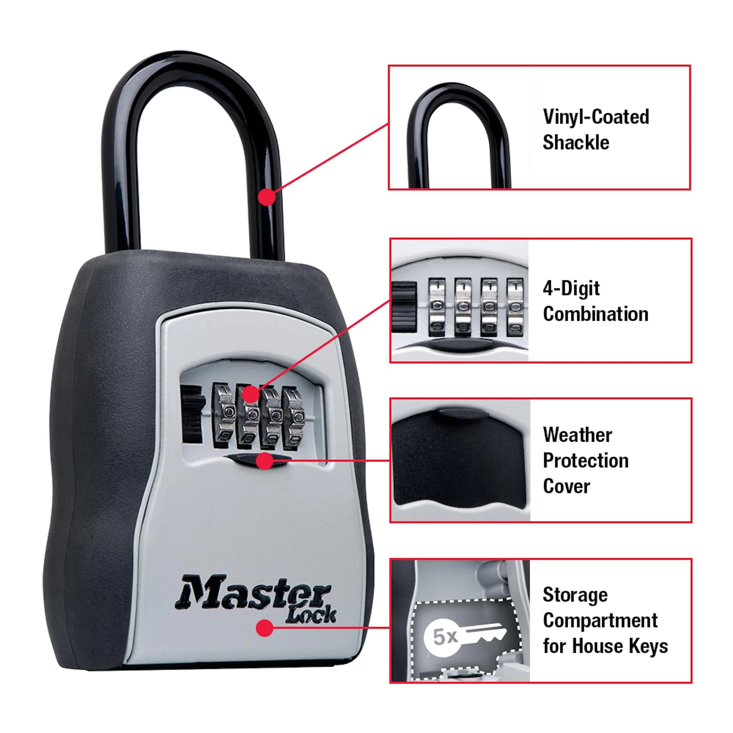 Master Lock Portable Key Lock Box 5400EC with 4-Digit Combination, Black | Holds Up to 5 Keys - view 3
