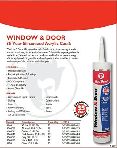Red Devil Window & Door Silicon Acrylic Caulk Almond 298ml (10.1 Fl Oz) | Seals Drafts & Pests thumbnail 2
