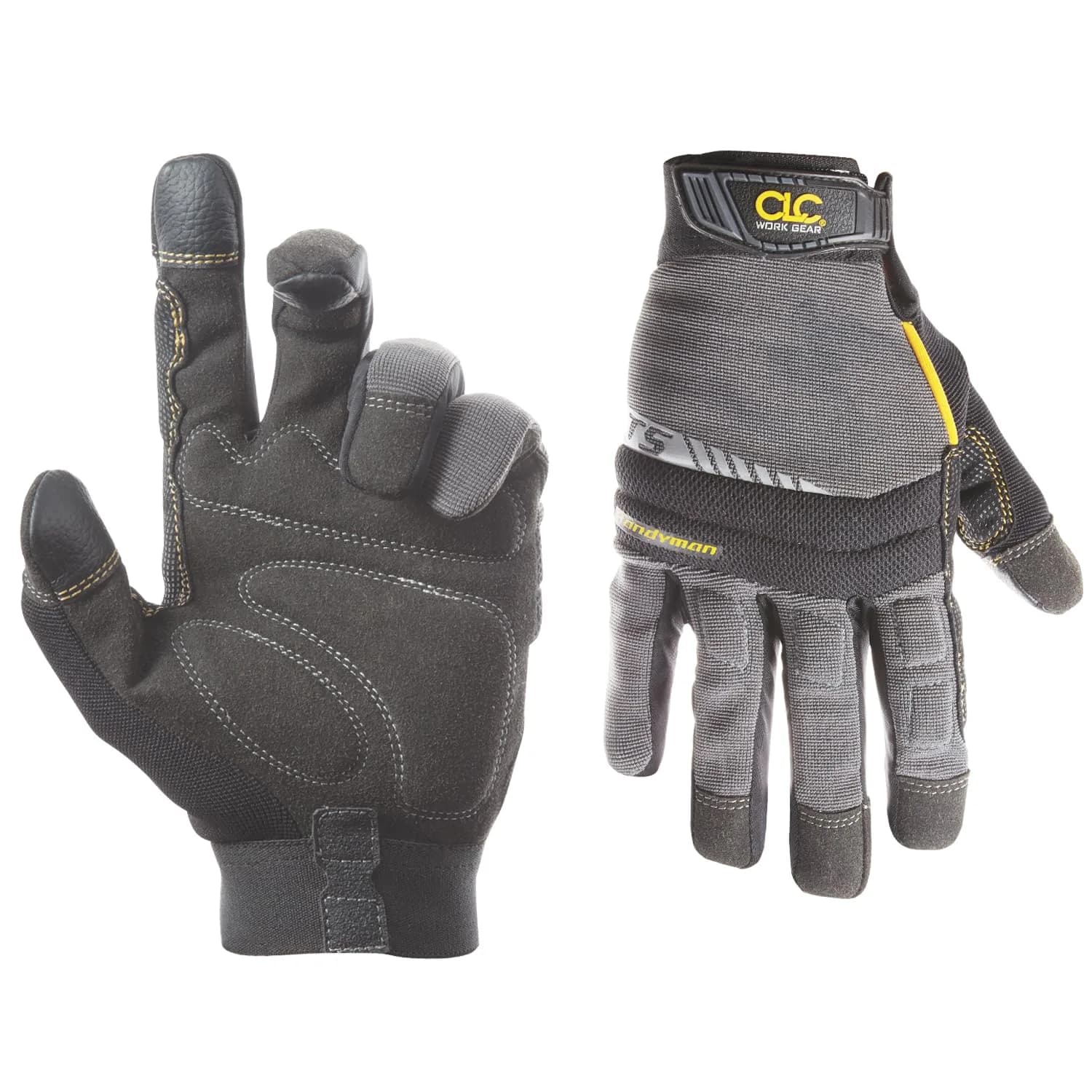 Custom Leathercraft 125XL Handyman Flex Grip Work Gloves XL Assorted | High Dexterity, Water-Resistant, Touch Screen Compatible — X-Large