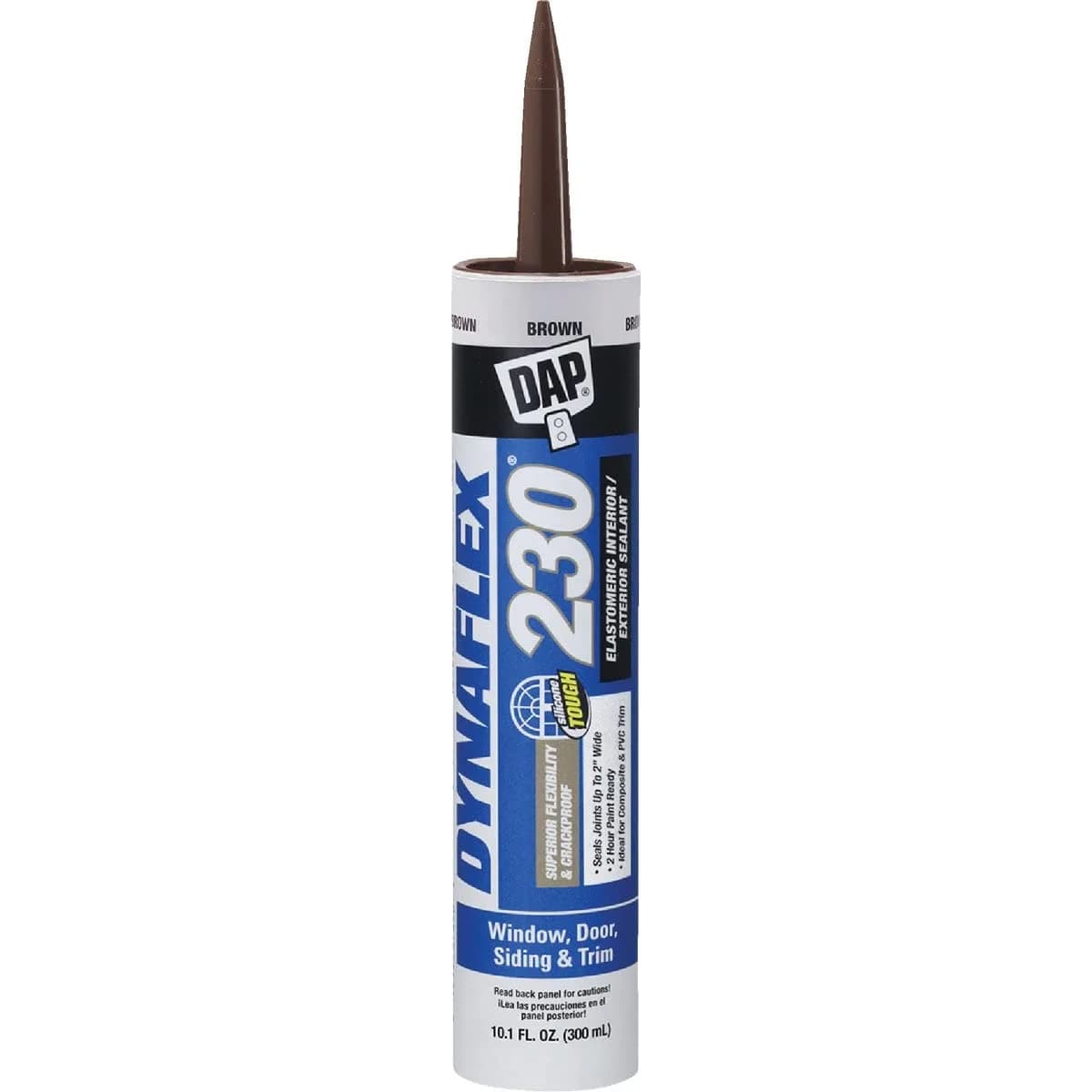 DAP Dynaflex 230 Premium Elastomeric Sealant, Brown, 10.1 Oz | Waterproof, Flexible, Paintable — Brown