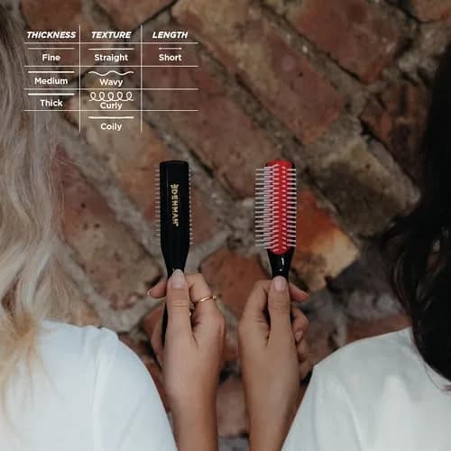 Denman D14 Curly Hair Brush 5-Row Styling Brush Black/Red | Detangles, Defines Curls, Smooths Frizz thumbnail 9