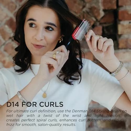 Denman D14 Curly Hair Brush 5-Row Styling Brush Black/Red | Detangles, Defines Curls, Smooths Frizz thumbnail 3