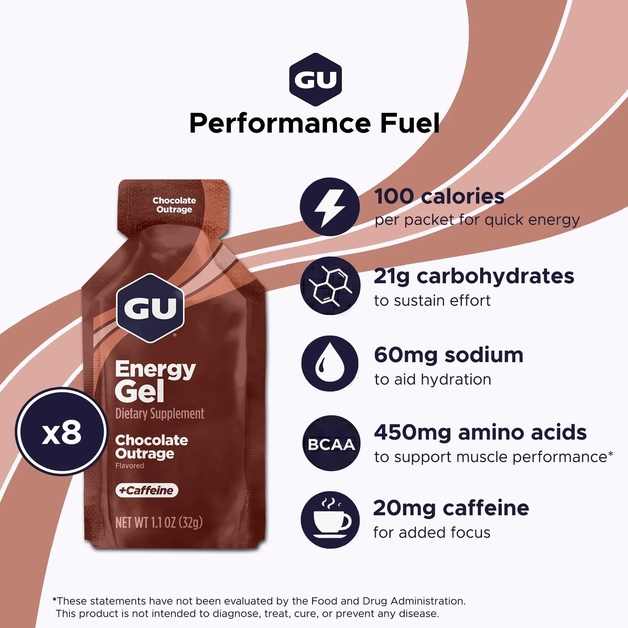 GU Energy Chocolate Outrage Energy Gel 32g (1.1 oz) | Dual-Source Carbs for Sustained Energy - view 2