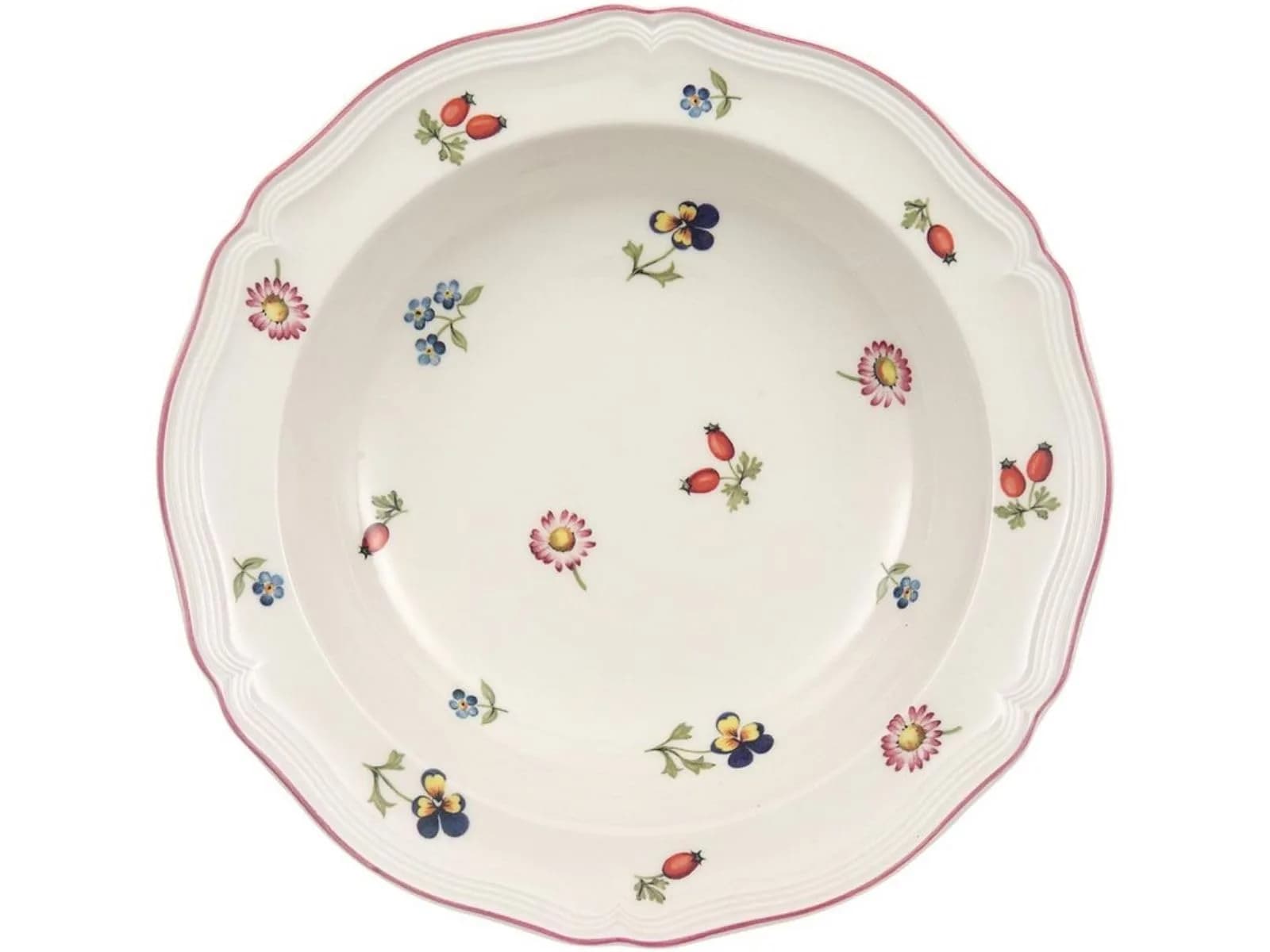 Villeroy & Boch Petite Fleur Salad/Cereal Bowl, 10 oz Capacity | Premium German Porcelain, White/Multicolored — White/Multicolored