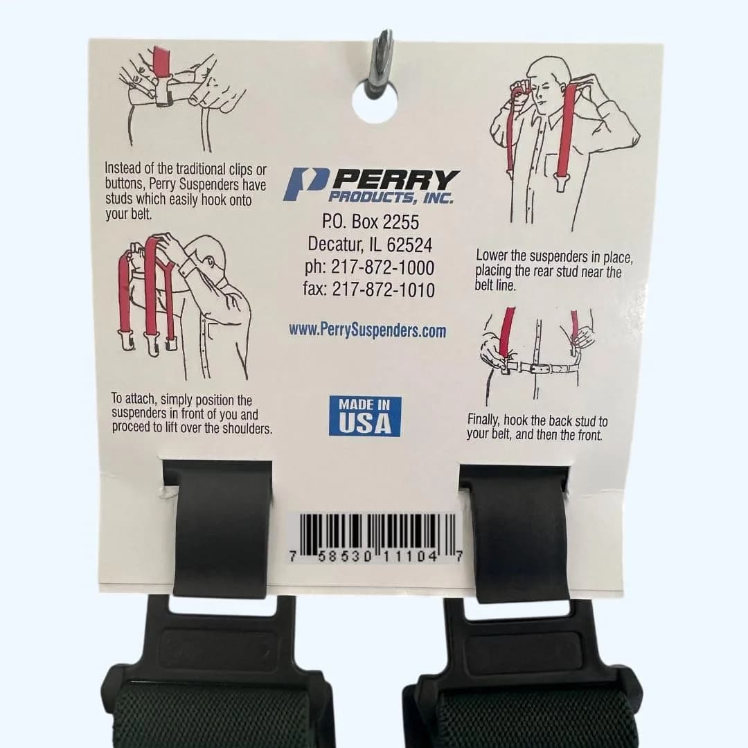 PERRY SUSPENDERS Big & Tall Hunter Green 1 1/2" Belt Hook Suspender (Tall) thumbnail 2