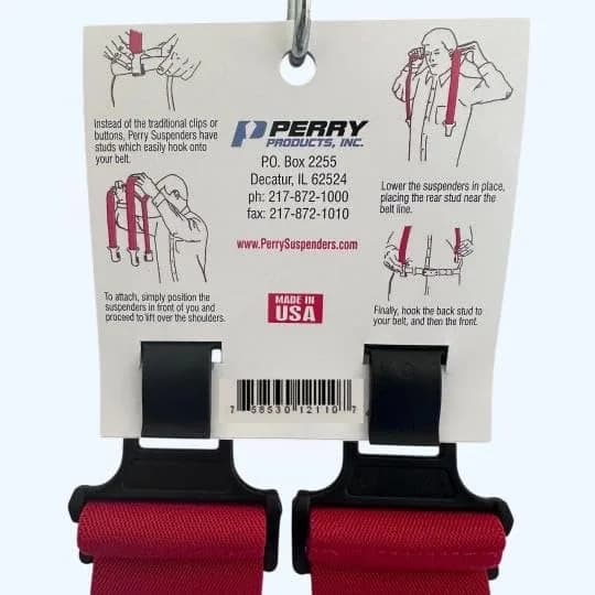 PERRY SUSPENDERS™ 2" Original Suspenders, Red | Durable Belt Hook Design for All-Day Comfort thumbnail 5