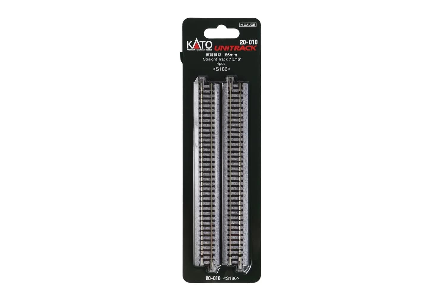 Kato N Scale Unitrack 7 5/16" (186mm) Straight Track - 4 per package | Precision Engineered Model Railroad Component — Small