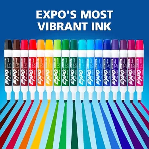 EXPO Dry Erase Markers, Low Odor, Chisel Tip, 12 Count | Vibrant Ink for Whiteboards & Non-Porous Surfaces thumbnail 9