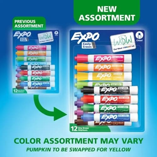 EXPO Dry Erase Markers, Low Odor, Chisel Tip, 12 Count | Vibrant Ink for Whiteboards & Non-Porous Surfaces thumbnail 2
