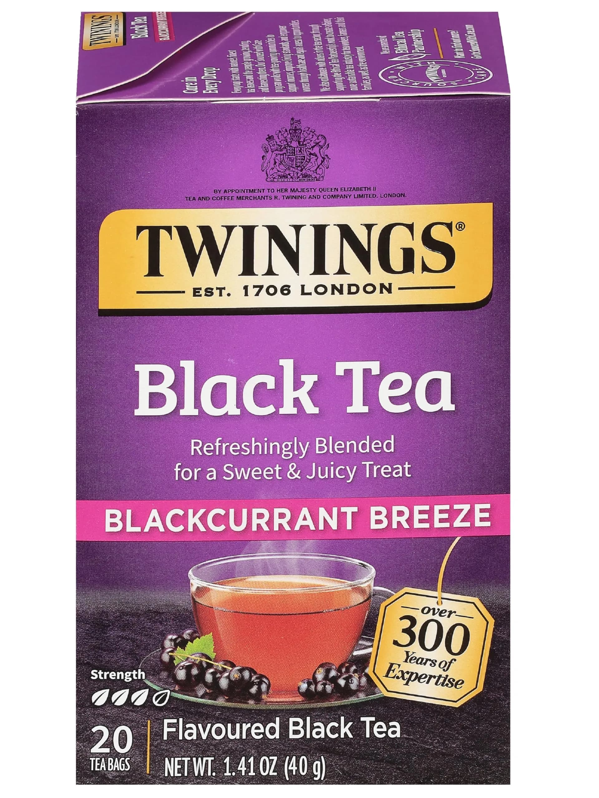 Twinings Blackcurrant Breeze Black Tea Bags 20 | Fruity & Caffeinated (70-120 chars)