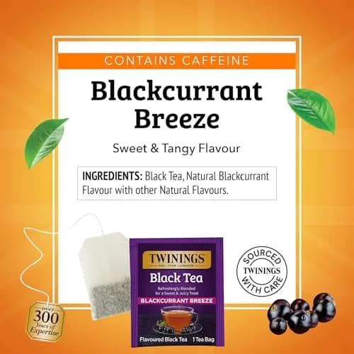 Twinings Blackcurrant Breeze Black Tea Bags 20 | Fruity & Caffeinated (70-120 chars) thumbnail 4