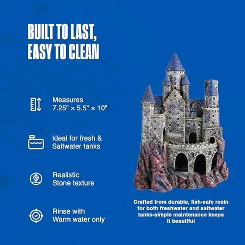Penn-Plax Age-of-Magic Wizard's Castle Aquarium Decor Large 10" (25.4 cm) | Safe Resin for Freshwater & Saltwater Tanks thumbnail 4