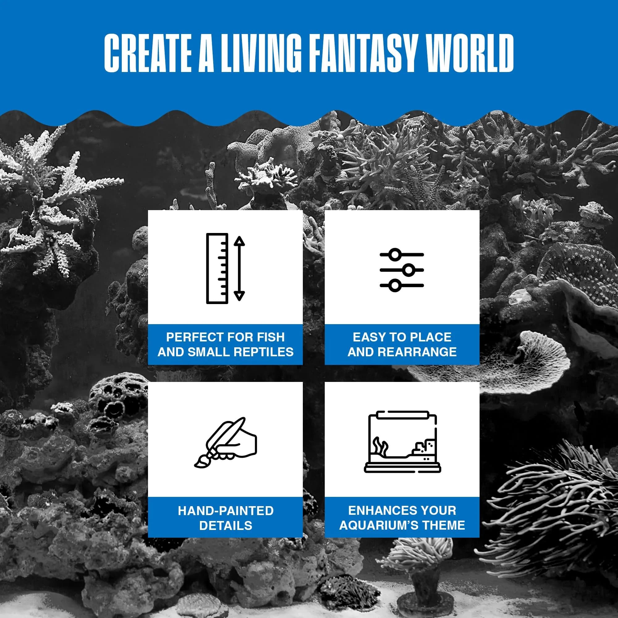 Penn-Plax Age-of-Magic Wizard's Castle Aquarium Decor Large 10" (25.4 cm) | Safe Resin for Freshwater & Saltwater Tanks - view 5