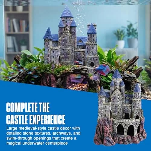 Penn-Plax Age-of-Magic Wizard's Castle Aquarium Decor Large 10" (25.4 cm) | Safe Resin for Freshwater & Saltwater Tanks thumbnail 6