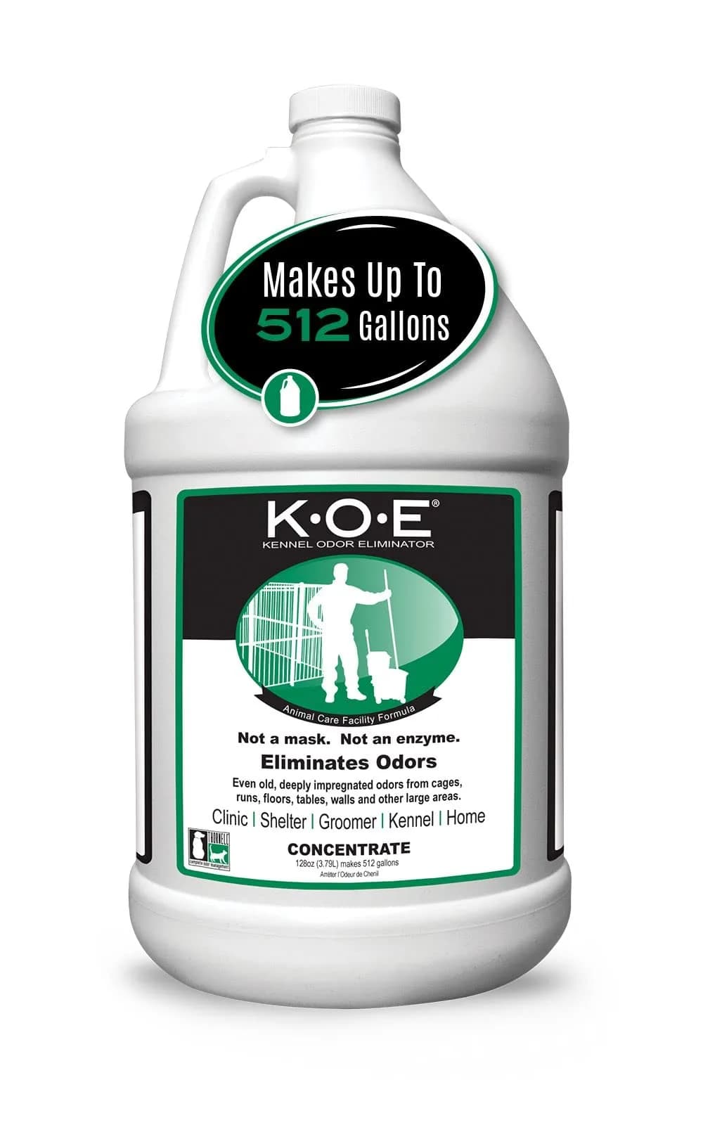 Odorcide K.O.E. Kennel Odor Eliminator Concentrate 3.78 L (128 Fl Oz) | Non-Enzymatic Formula for Strong Pet Odors