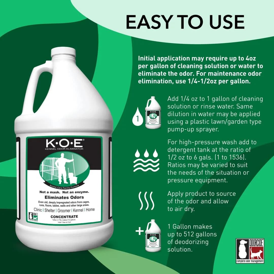 Odorcide K.O.E. Kennel Odor Eliminator Concentrate 3.78 L (128 Fl Oz) | Non-Enzymatic Formula for Strong Pet Odors - view 2