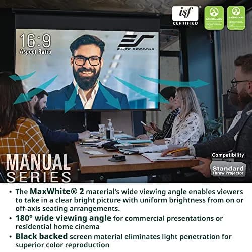 Elite Screens Manual Series 100-INCH 16:9 Pull Down Projector Screen with AUTO LOCK, 8K/4K Ultra HD, Black thumbnail 4