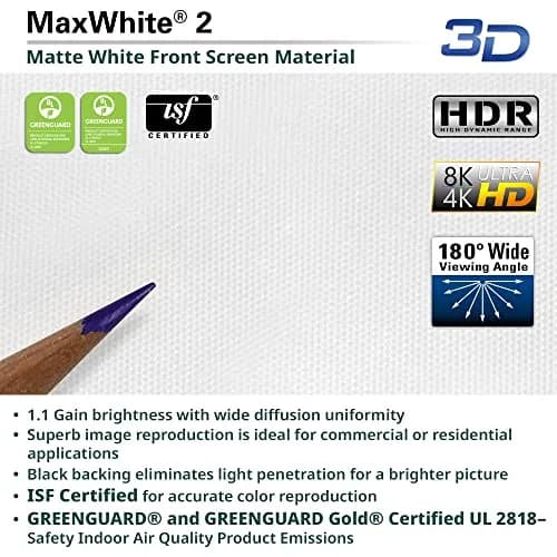 Elite Screens Manual Series 100-INCH 16:9 Pull Down Projector Screen with AUTO LOCK, 8K/4K Ultra HD, Black thumbnail 5