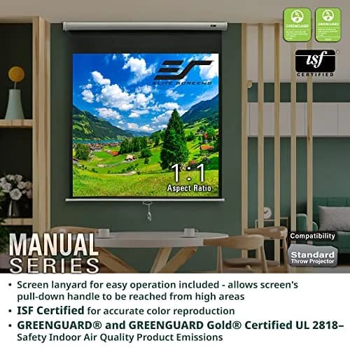 Elite Screens Manual Series 100-INCH 16:9 Pull Down Projector Screen with AUTO LOCK, 8K/4K Ultra HD, Black thumbnail 3