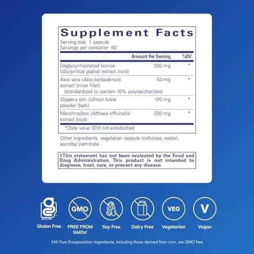 Pure Encapsulations DGL Plus, 60 Capsules | Supports Gastrointestinal Health & Mucous Production thumbnail 2