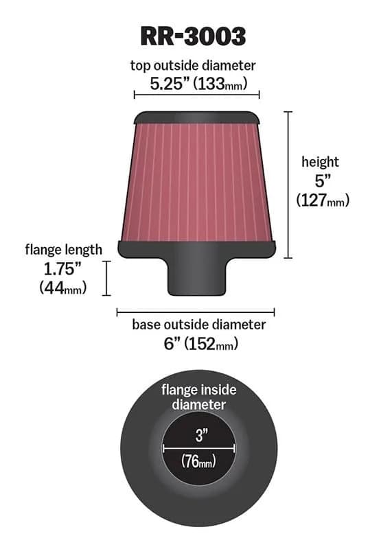 K&N RR-3003 High-Flow Original Lifetime Reverse Conical Universal Air Filter: 12.7 cm (5 In) Height | Engineered Power & 4 Layers of Protection thumbnail 4