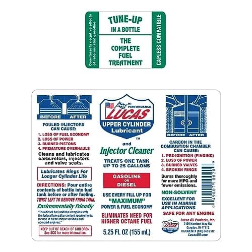 Lucas Oil Upper Cylinder Lube & Fuel Treatment 155ml (5.25 fl oz) | Boosts Power & MPG thumbnail 5