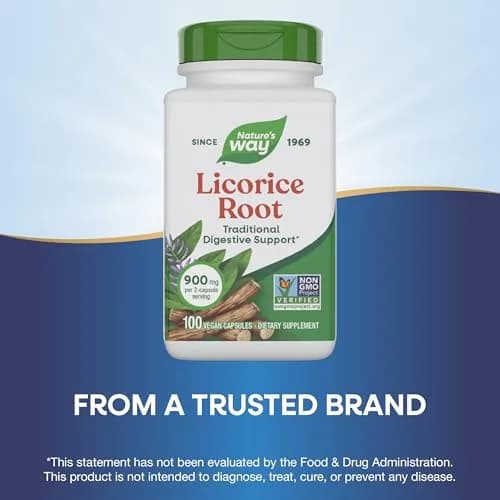 Nature's Way Licorice Root Capsules 900 mg 100 ct | Traditional Digestive Support thumbnail 4