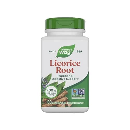 Nature's Way Licorice Root Capsules 900 mg 100 ct | Traditional Digestive Support thumbnail 1