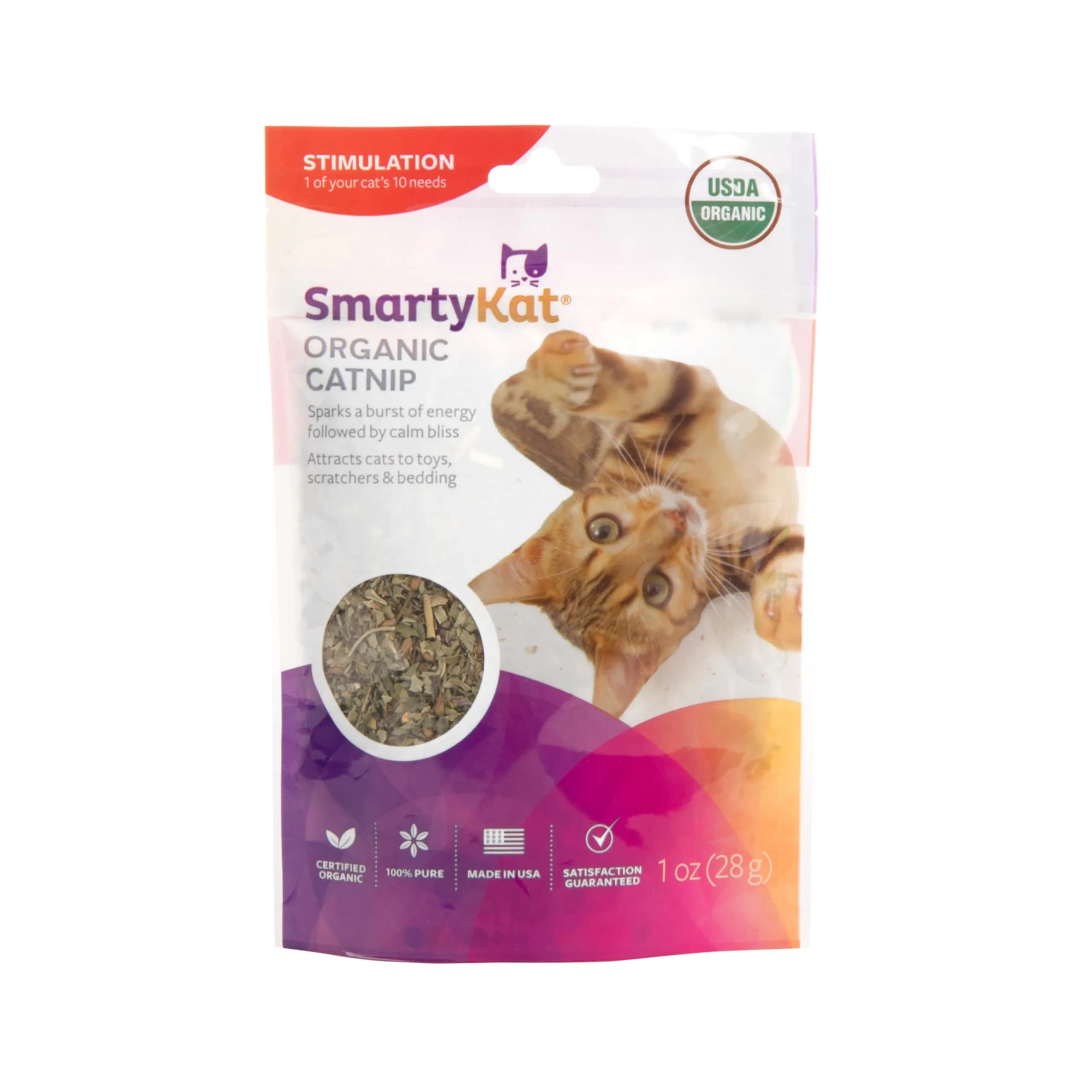 SmartyKat Organic Catnip & Silvervine Blend for Cats & Kittens, 1 oz (28.35 g) | Potent Natural Stimulant - main product image