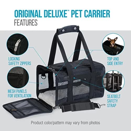 Sherpa Original Deluxe Travel Pet Carrier, Airline Approved & Guaranteed On Board - Black, Small | Compact, Airline Friendly & Versatile thumbnail 7
