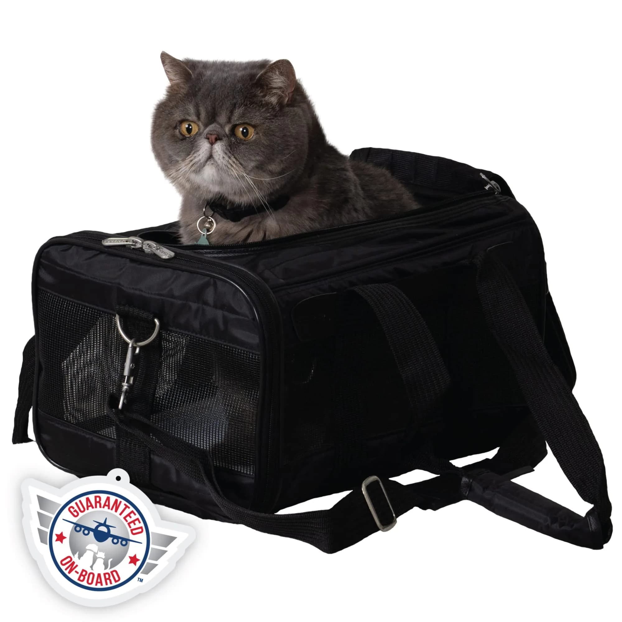 Sherpa Original Deluxe Travel Pet Carrier, Airline Approved & Guaranteed On Board - Black, Small | Compact, Airline Friendly & Versatile