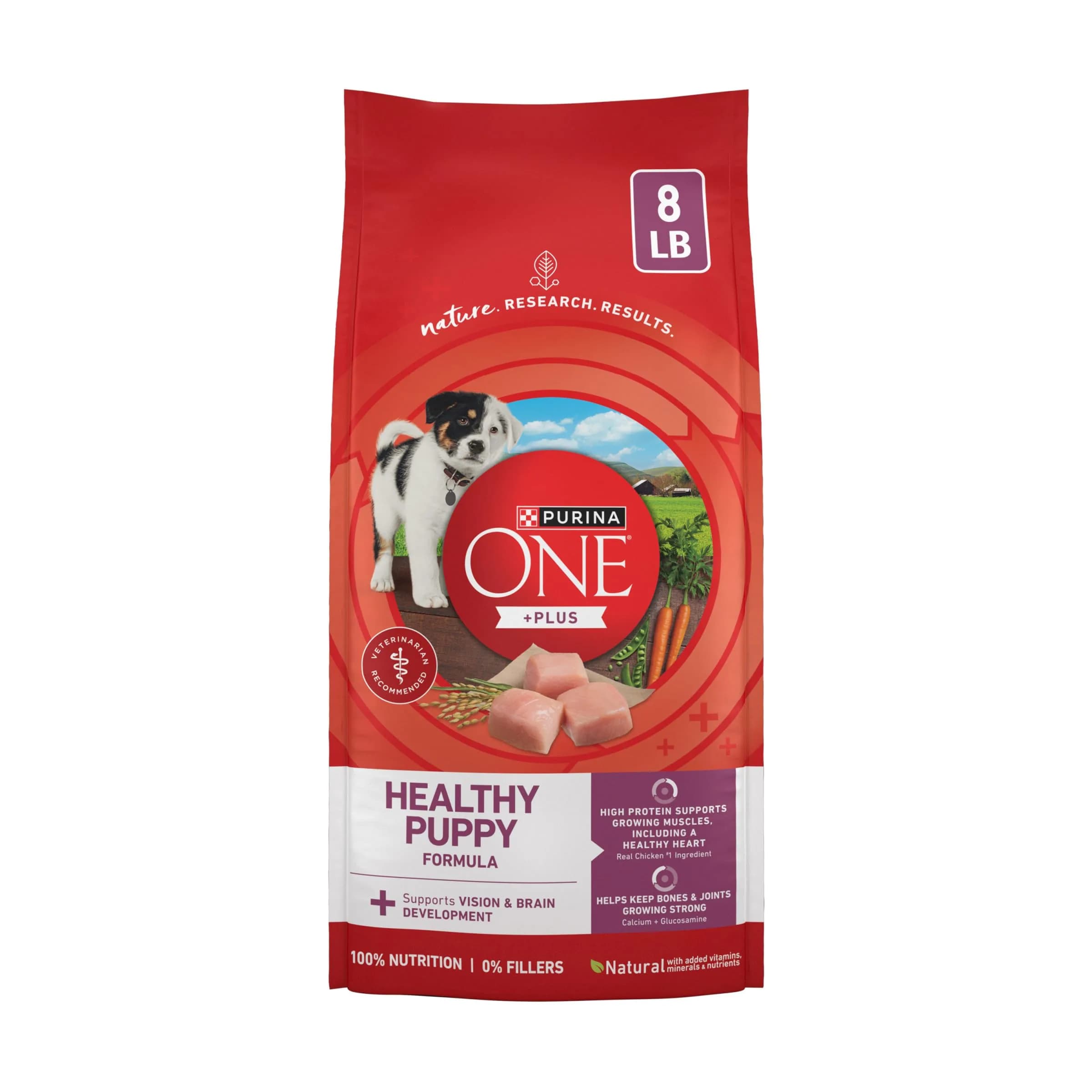 Purina ONE Plus Healthy Puppy Dry Food, Chicken, 8 lb Bag | High Protein with DHA for Growing Puppies