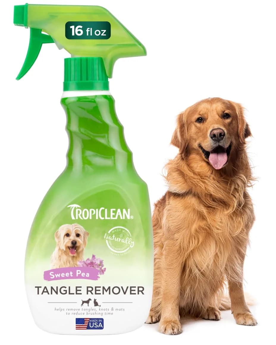 TropiClean Dog Detangler Spray 16 oz | Dematting & Leave-in Conditioner for All Coat Types