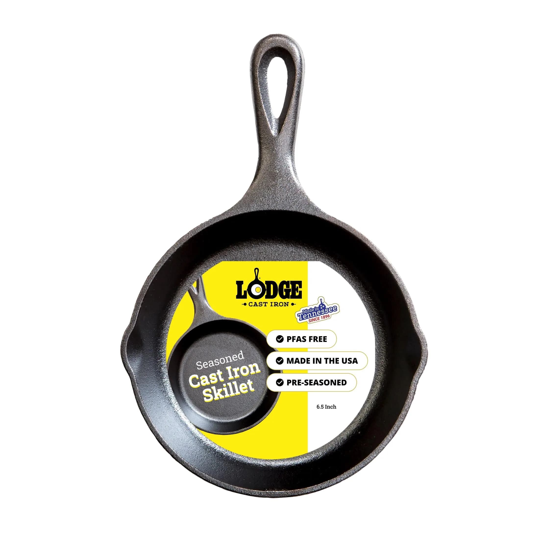 Lodge Seasoned Cast Iron Skillet 6.5 Inch | Naturally Non-Stick Cookware for Oven, Stove, Grill, Campfire