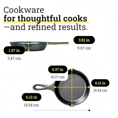 Lodge Seasoned Cast Iron Skillet 6.5 Inch | Naturally Non-Stick Cookware for Oven, Stove, Grill, Campfire thumbnail 6
