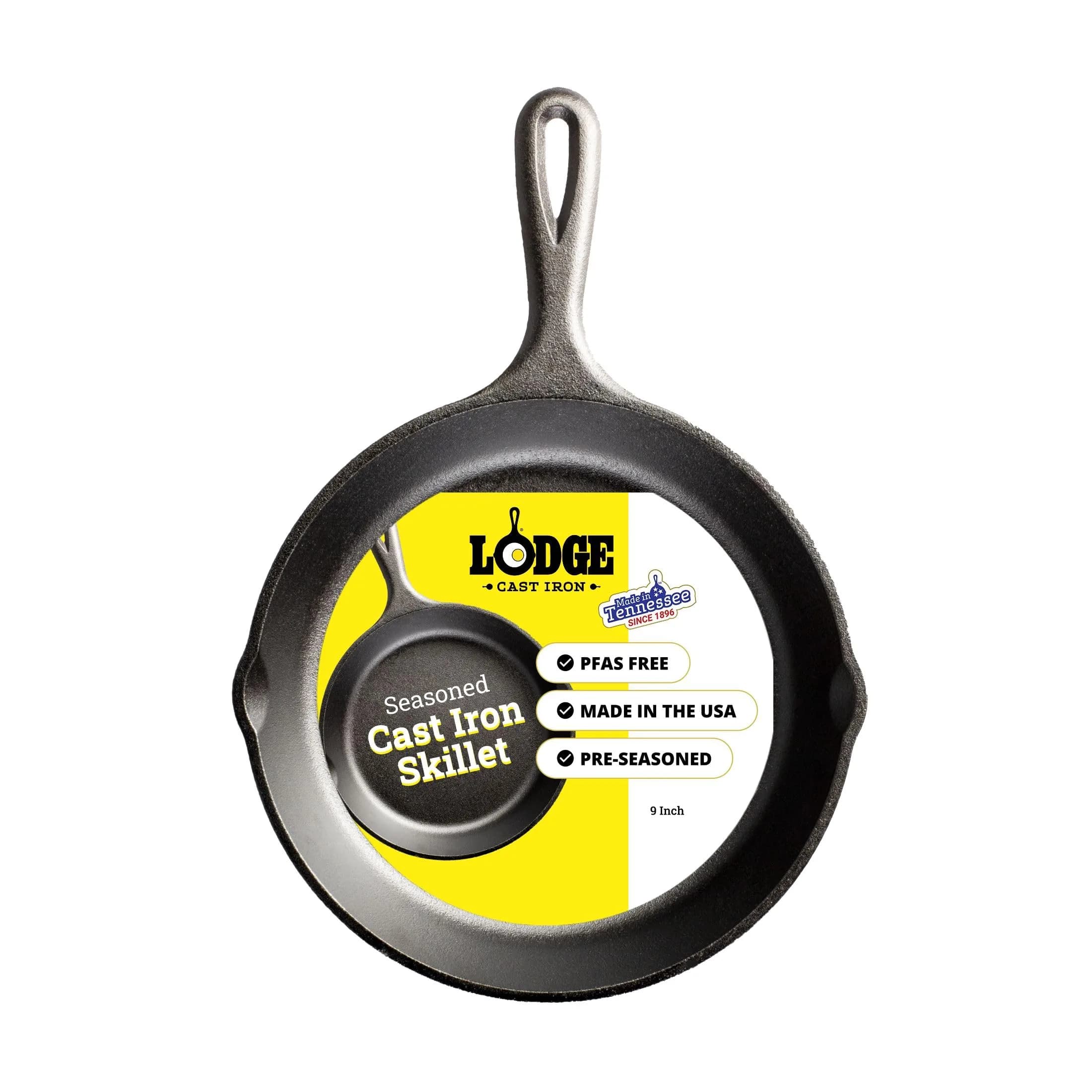 Lodge 9 Inch Seasoned Cast Iron Skillet | Naturally Non-Stick & Oven Safe — 9-inch