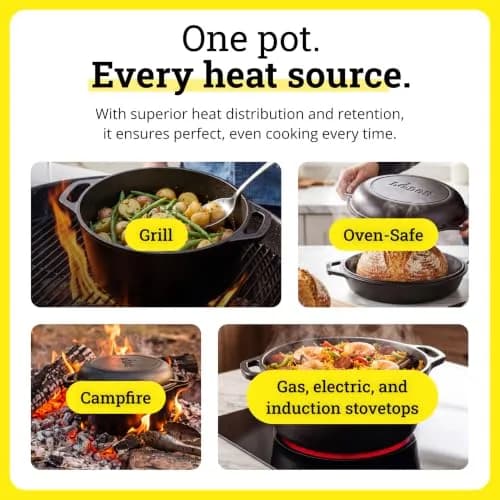 Lodge Cast Iron Dutch Oven with Loop Handle, Oven-Safe, 5 Quart (4.7 L) | Sourdough Bread Baking & Slow Cooking thumbnail 5