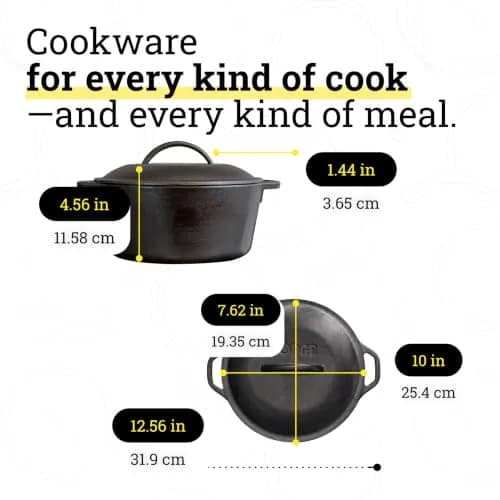 Lodge Cast Iron Dutch Oven with Loop Handle, Oven-Safe, 5 Quart (4.7 L) | Sourdough Bread Baking & Slow Cooking thumbnail 6