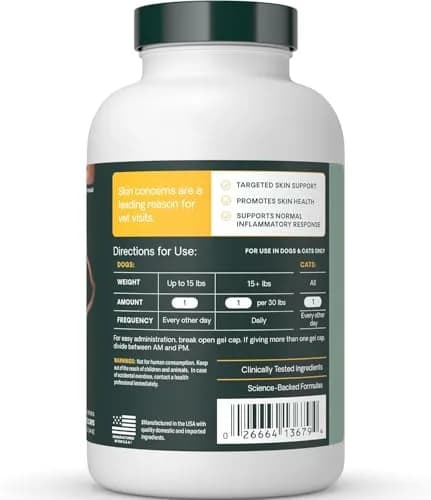 VetriScience Omega Healthy Skin Capsules for Dogs and Cats, 90 Count | Supports Skin Health & Reduces Itching thumbnail 9