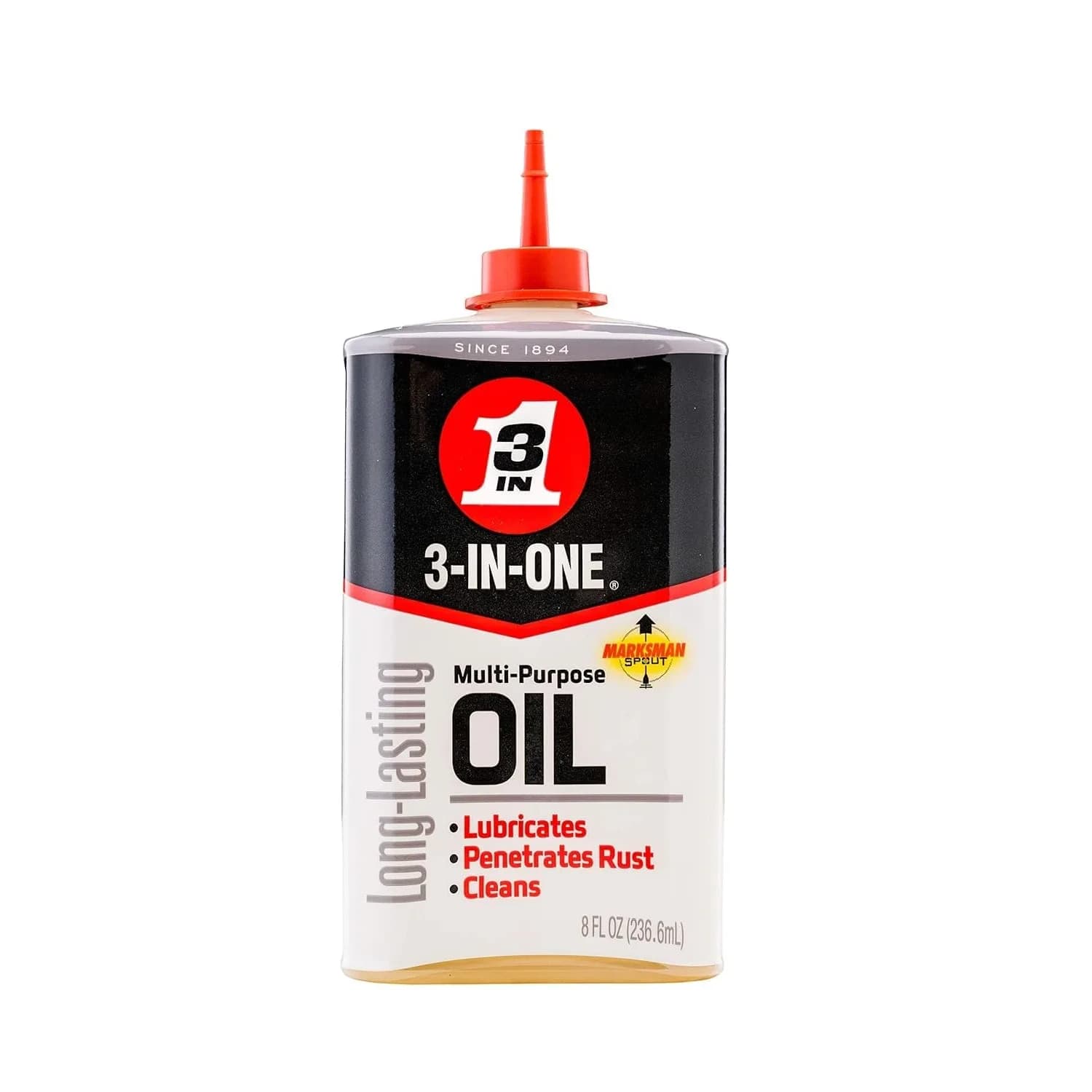 3-IN-ONE Multi-Purpose Oil, 228 ml (8 OZ) | Lubricates, Cleans, Protects Against Rust & Corrosion — Red/Black