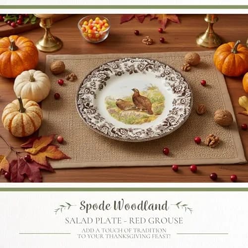 Spode Woodland Red Grouse Salad Plate 8" | British Game Bird Design, Fine Earthenware, Made in England, Microwave & Dishwasher Safe thumbnail 2
