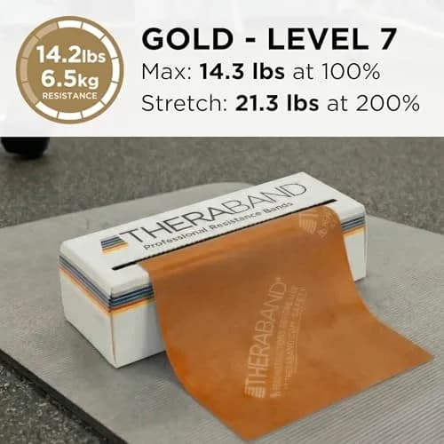 THERABAND Resistance Band, Exercise, Physical Therapy, Workout, Gold | Latex, 6 Yard, Max Resistance thumbnail 3