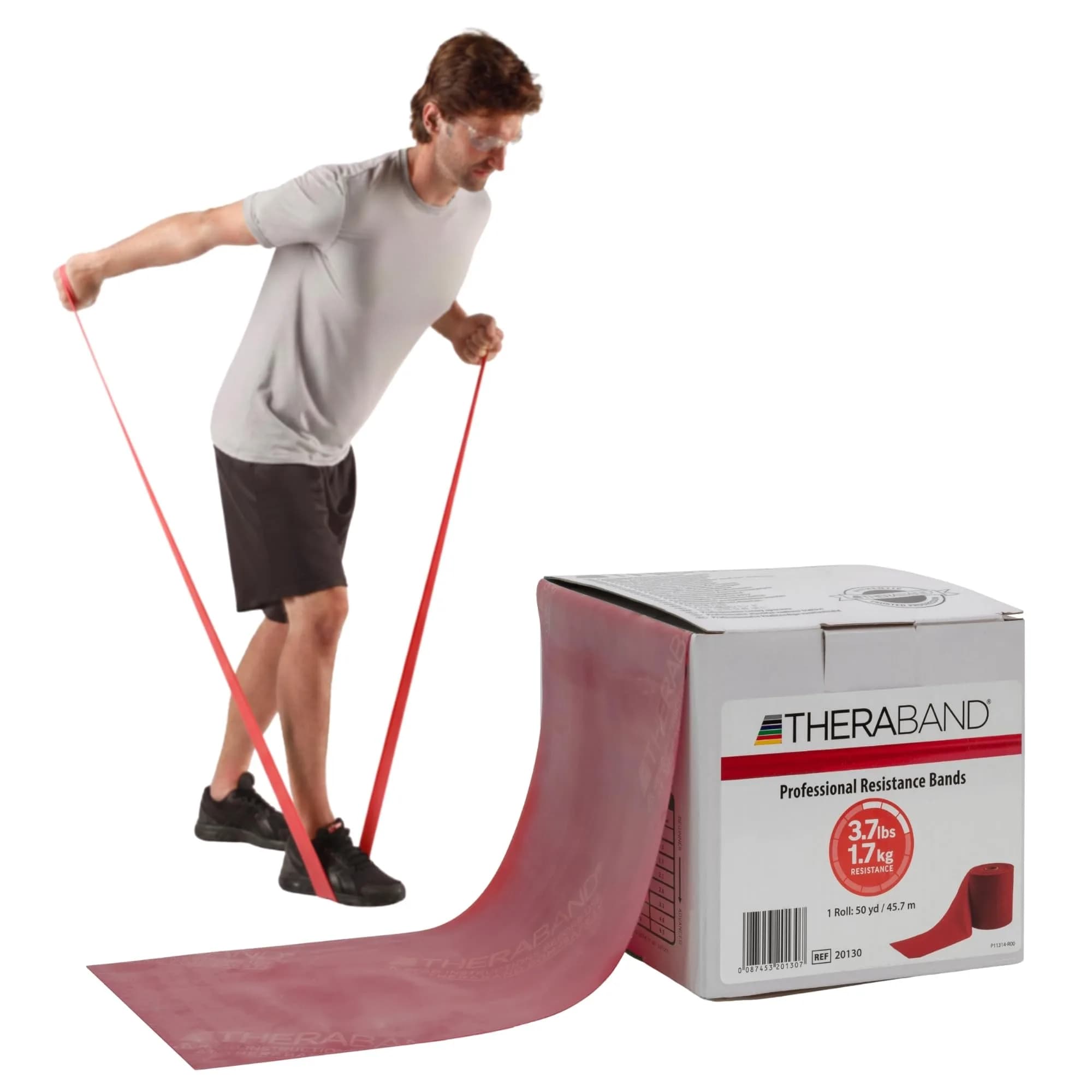 THERABAND Resistance Band Roll, Medium Red, 45.7m (50 Yard) | Professional Grade Latex for Strength & Flexibility