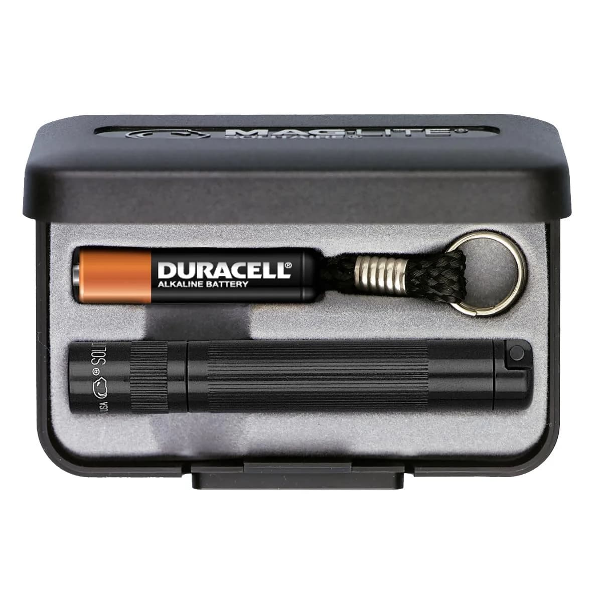 MagLite Solitaire Incandescent AAA Flashlight Black | 2 Lumens, 26 Hours Runtime, Keychain Lanyard — Black