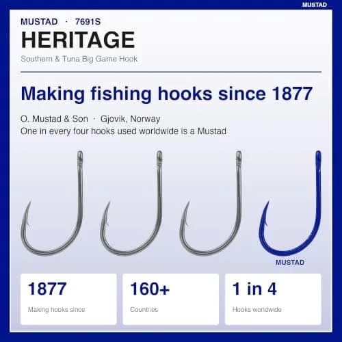 Mustad Big Game Southern & Tuna SS Forged Fishing Hook 7/0 | Corrosion-Resistant Saltwater Hook (70-120 chars) thumbnail 6
